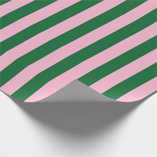 Vertical Stripe Pattern in Pink and Green Geschenkpapier (Ecke)