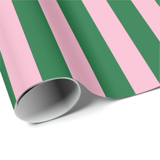 Vertical Stripe Pattern in Pink and Green Geschenkpapier (Rolleneckpunkt)