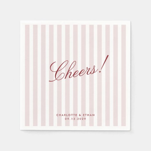 Vertical Stripes blush Pink Moderne Hochzeitsnahru Serviette (Vorderseite)