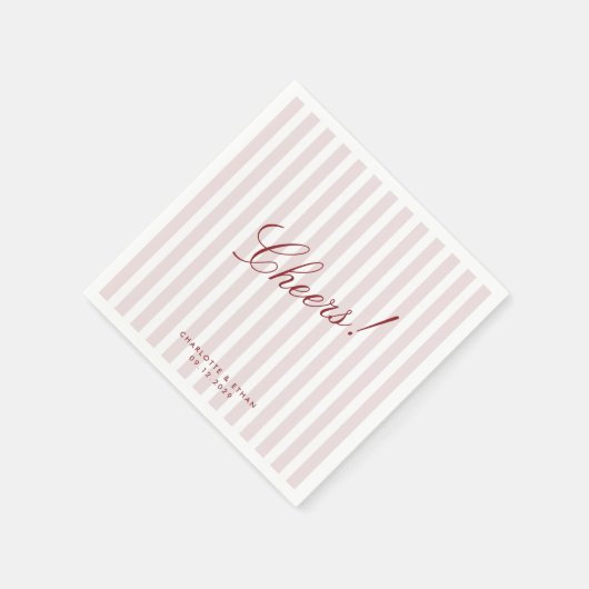 Vertical Stripes blush Pink Moderne Hochzeitsnahru Serviette (Ecke)