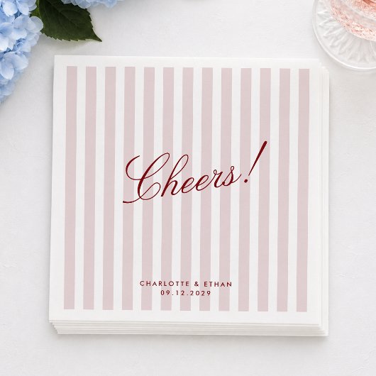 Vertical Stripes blush Pink Moderne Hochzeitsnahru Serviette