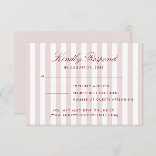 Vertical Stripes blush Pink Moderne Hochzeitsszene Einladung (Vorne/Hinten)