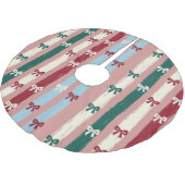 Vertical Stripes & Bows in Holiday Pastels Polyester Weihnachtsbaumdecke (Schrägansicht)