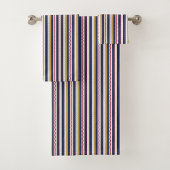 Vertical stripes towel set with a pattern of navy