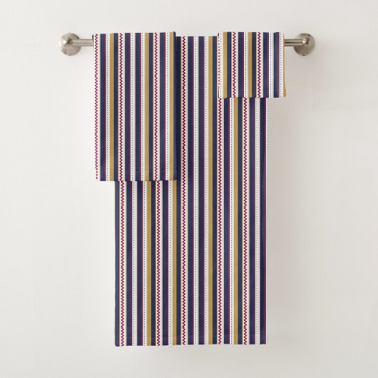 Vertical stripes towel set with a pattern of navy