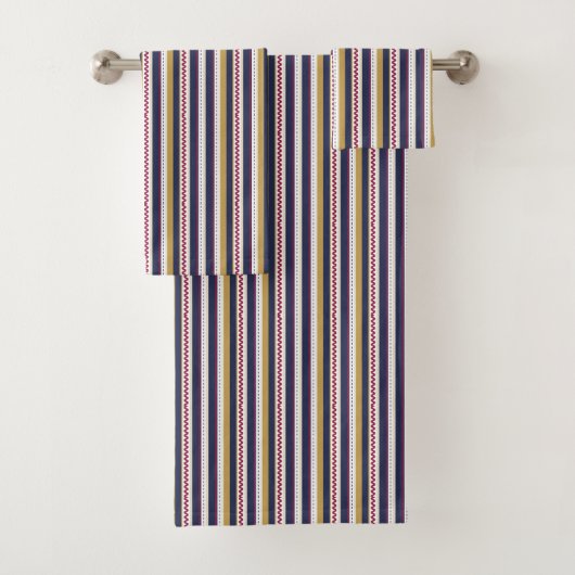Vertical stripes towel set with a pattern of navy (Insitu)