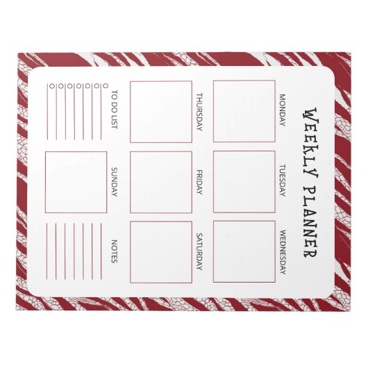 Vertical Undated Weekly Planner with Red Border Notizblock (Vorderseite)