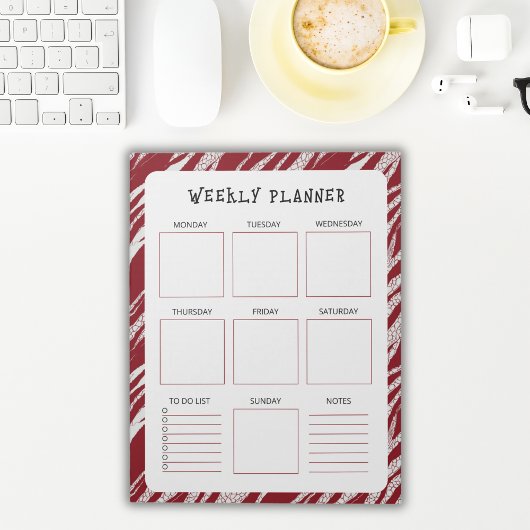 Vertical Undated Weekly Planner with Red Border Notizblock