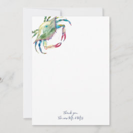 Vertical Watercolor Crab Thank You Cards Mitteilungskarte