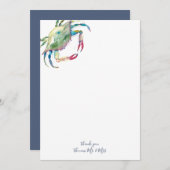 Vertical Watercolor Crab Thank You Cards Mitteilungskarte (Vorne/Hinten)
