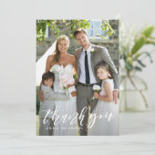 Vertical Wedding mit Handschrift Vielen Dank Dankeskarte (Stehend Vorderseite)