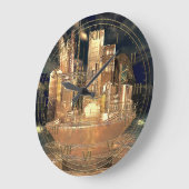 Verticity Fantasy Futuristic City Große Wanduhr (Winkel)