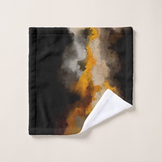 Vertikal, abstrakt, Bild, ocker, schwarz Badhandtuch Set (Waschlappen)