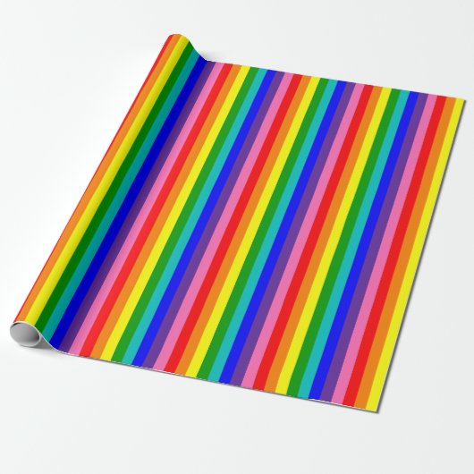 Vertikal: Acht Strip-Regenbogenfarben Geschenkpapier (Ungerollt)