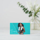 Vertikal Aquamarin | Personal Trainer QR Code Foto Visitenkarte (Stehend Vorderseite)