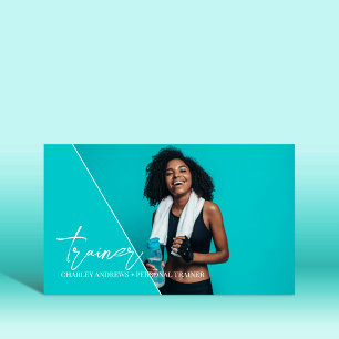 Vertikal Aquamarin   Personal Trainer QR Code Foto Visitenkarte