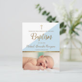 Vertikal Back Baby Boy Foto Cristiano Taufe Postkarte (Stehend Vorderseite)