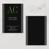 Vertikal beruflich schwarz-grau-Monogramm Visitenkarte (Vorne/Hinten)