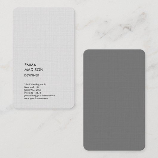 Vertikal Berufliche Minimalistische Premium-Leinen Visitenkarte (Vorne/Hinten)