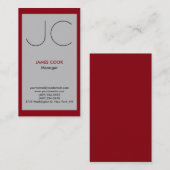 Vertikal berufliches Monogramm, silbergrau Visitenkarte (Vorne/Hinten)