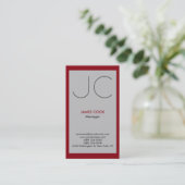 Vertikal berufliches Monogramm, silbergrau Visitenkarte (Stehend Vorderseite)