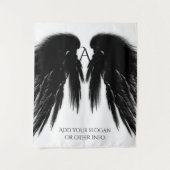 Vertikal BLACK ANGEL WINGS Monogram Wandteppich (Vorderseite)