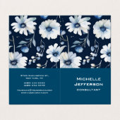 Vertikal blaue Blüte Moderne stilvolle Trendy Visitenkarten (Außenseite Aufgefaltet)