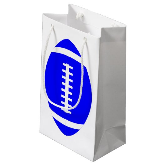 Vertikal blaue Fußballgeschenktasche für Spieler/T Kleine Geschenktüte (Rückseite Schrägansicht)