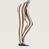 Vertikal-Braun- und Weißstreifen Leggings (Rechts)