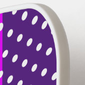 Vertikal breite, hellrosa, Lila gepunktete Streife Pickleball Schläger (Linke Seite)