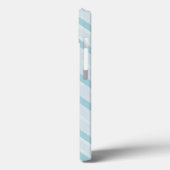 Vertikal Dusty Blue und Silver Stripes Case-Mate iPhone Hülle (Rückseite / Links)