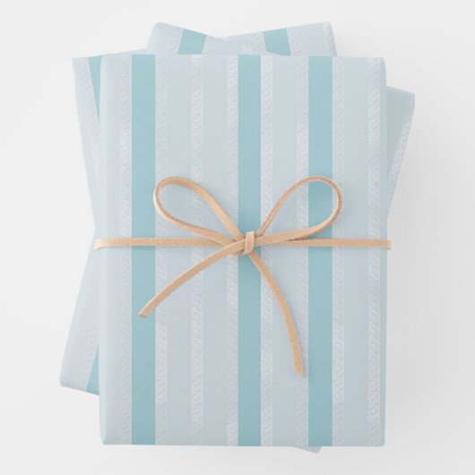 Vertikal Dusty Blue und Silver Stripes Geschenkpapier Set (Beispiel)