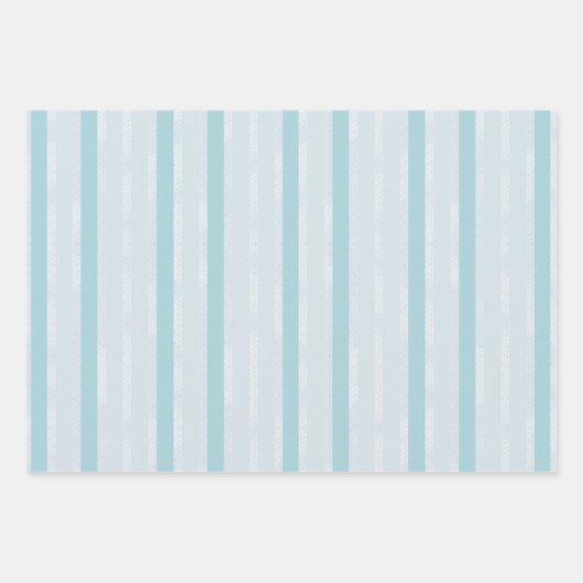 Vertikal Dusty Blue und Silver Stripes Geschenkpapier Set (Vorderseite)