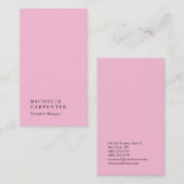 Vertikal eleganter, eindrucksvoller rosa schlichte visitenkarte (Vorne/Hinten)