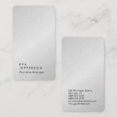 Vertikal elegantes modernes Premium-Leinen silberg Visitenkarte (Vorne/Hinten)