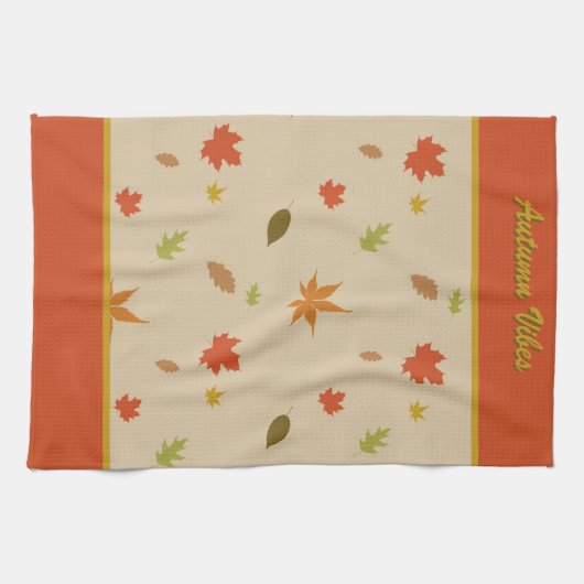 Vertikal farbiger Herbst lässt benutzerdefinierten Geschirrtuch (Horizontal)
