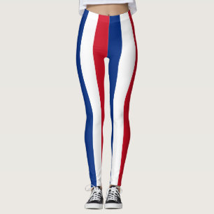 Vertikal gestreift, nationale Flaggenfarben Costa Leggings
