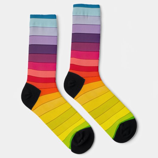Vertikal gestreifter Regenbogen, Linienmuster Socken (Rechts)