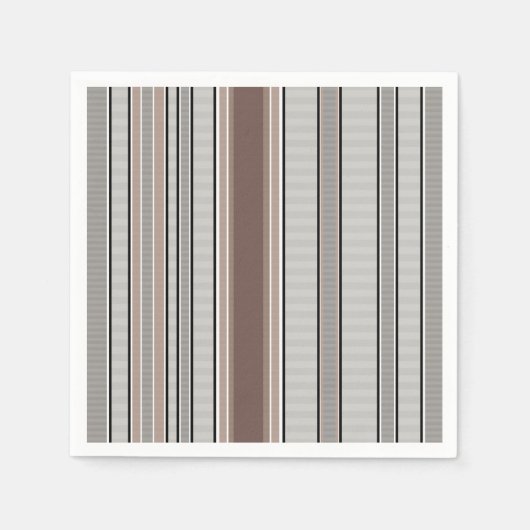 vertikal gestreiftes Muster in graubraun Serviette (Vorderseite)