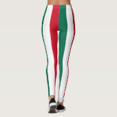 Vertikal gestrichelte mexikanische Flaggenfarben Leggings (Rückseite)