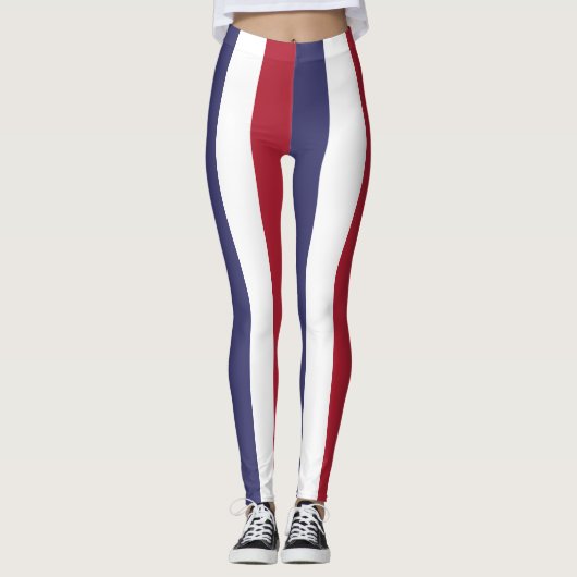 Vertikal gestrichene Flaggenfarben der USA Leggings (Vorderseite)
