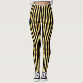 Vertikal Golden und Schwarz Elegante Streifen Leggings (Vorderseite)
