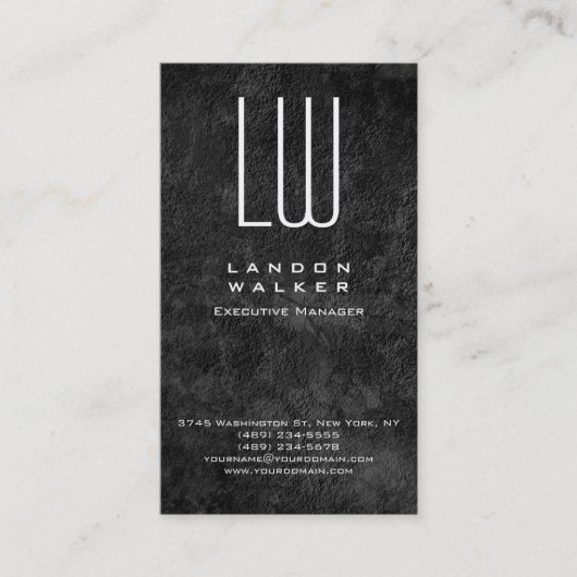 Vertikal grau beruflich, einfach, modern, monogram visitenkarte (Vorderseite)