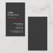 Vertikal Grau Rot Trendy Moderne Visitenkarte (Vorne/Hinten)