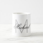 Vertikal Graue Monogramm Minimalistische Schlichte Kaffeetasse (Mittel)