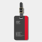 Vertikal Grauer Roter Streifen Elegante Schlicht M Gepäckanhänger (Vorderseite vertikal)