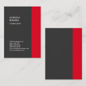 Vertikal Grauer Roter Streifen Elegante Schlicht M Visitenkarte (Vorne/Hinten)