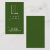 Vertikal grün beruflich, einfach, modern, monogram visitenkarte (Vorne/Hinten)