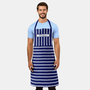 Vertikal Horiz Streifen #3 DIY Farben Blau Weiß SV Schürze