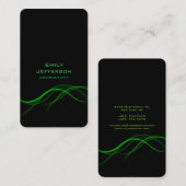 Vertikal-künstlerisch-schwarz-grüne Kurven Einziga Visitenkarte (Vorne/Hinten)